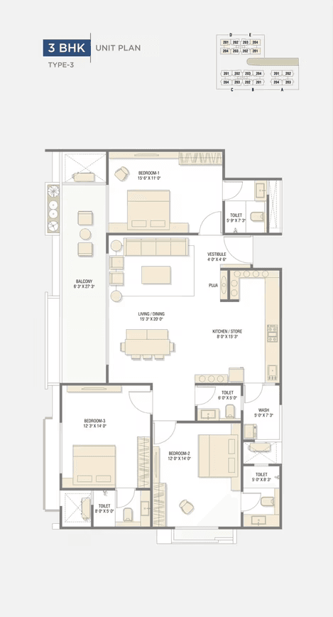 3bhk floor plan