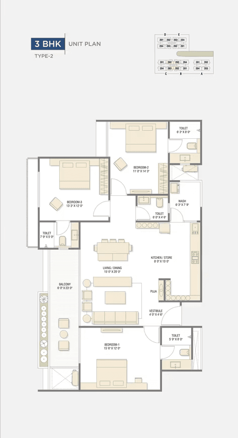 3bhk floor plan